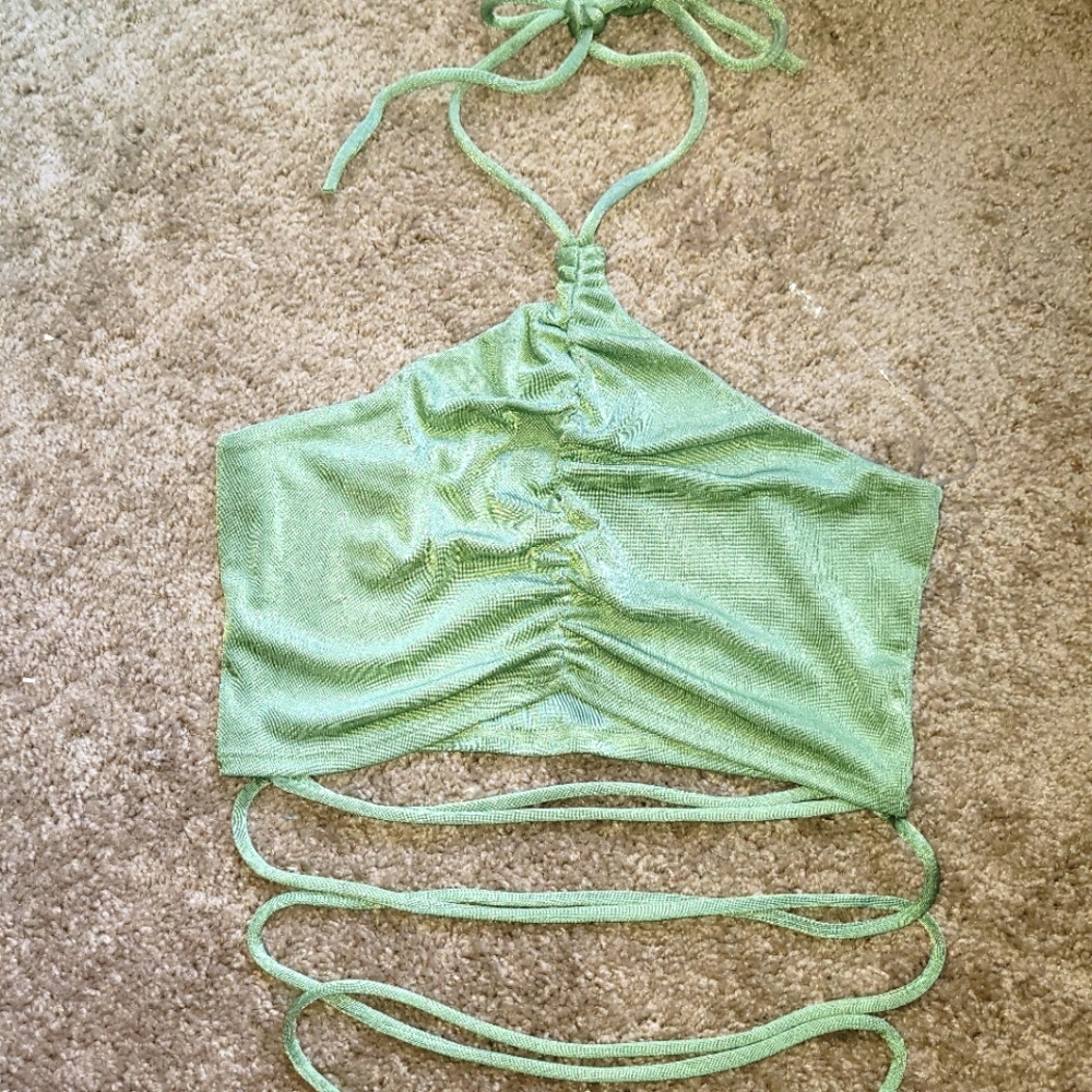 Green Lace Up Top